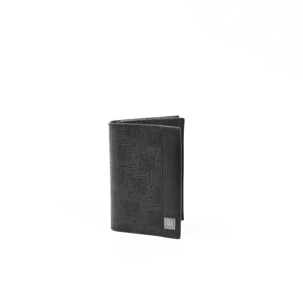 Dunhill Black Leather Textured Card Wallet Bifold – New with Box